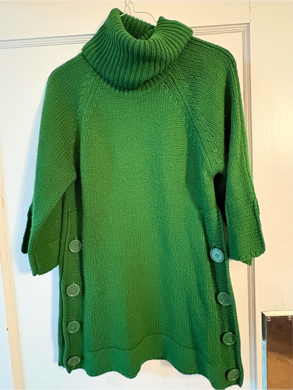 Derek Heart Green Turtleneck Sweater with Side Buttons